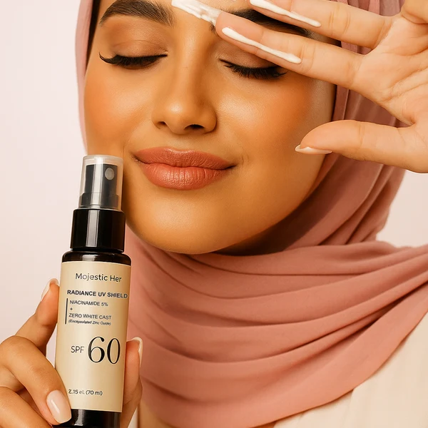 Majestic Her Radiance UV Shield SPF 60 – No White Cast, Made for Pakistan Majestic Her Radiance UV Shield SPF 60 – No White Cast, Made for Pakistan
